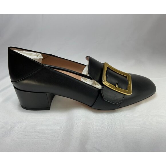 BALLY Women's Black Leather Janelle Buckle Pump Shoes - Picture 2 of 7